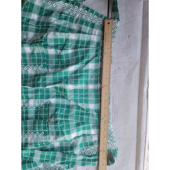 Vintage Green Checked Plaid Half Waist Arpon Great Details Countrycore Farmhous - Picture 7 of 14